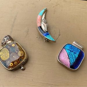 Take a LOOK at these Babies Dichroic 925,950 Sterling Silver Pendents